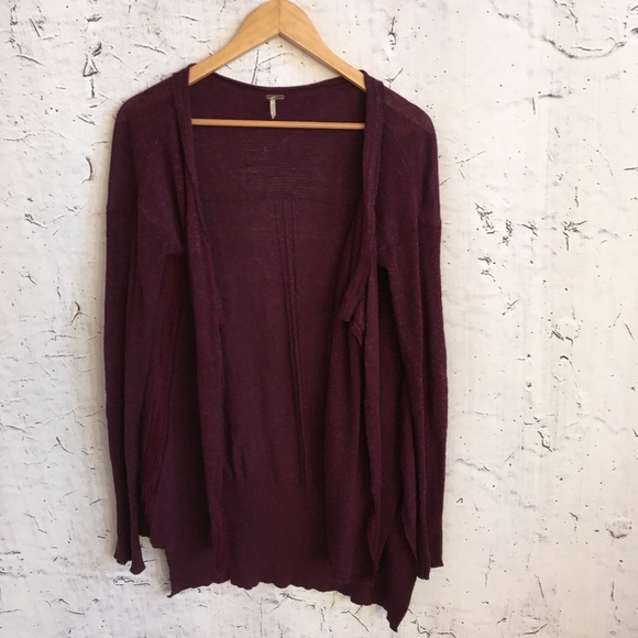 FREE PEOPLE Sweaters - FREE PURPLE BURGANDY CARDIGAN M